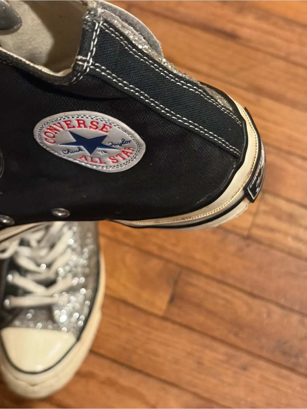 Converse x Chiara Ferragni High Silver Black Glitter Chuck Taylor Women size 8